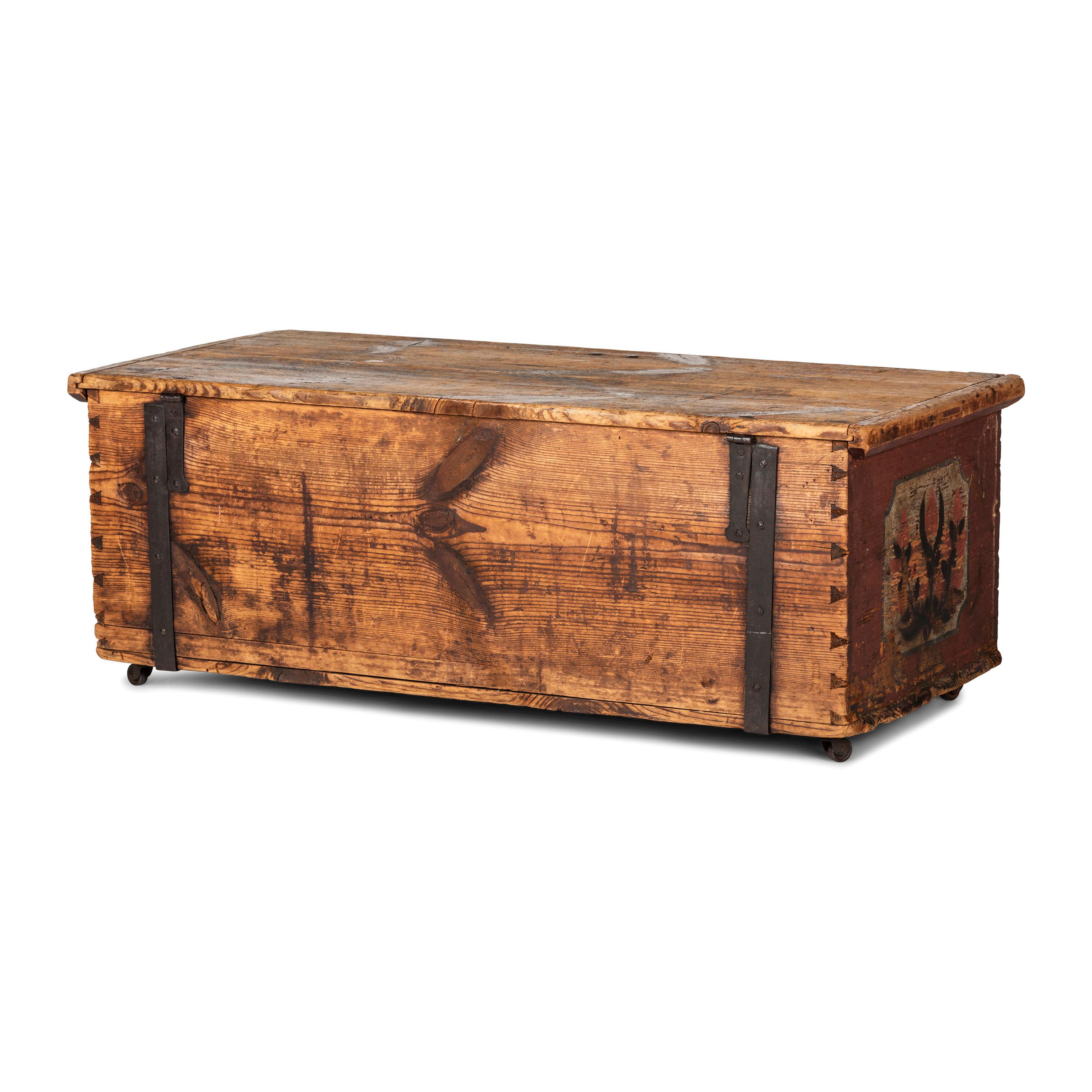 A Northern European Painted Pine Blanket Chest