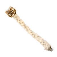 A Yellow Gold, Cultured Pearl and Diamond Bracelet, 39.80 dwts.