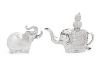 Two Silver Elephant-Form Articles