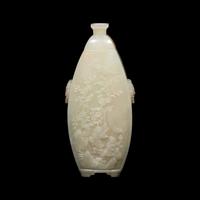 A Chinese Celadon Jade Vase and Cover, Late 19th Century 清晚期 青白玉浮雕童戲圖蓋瓶