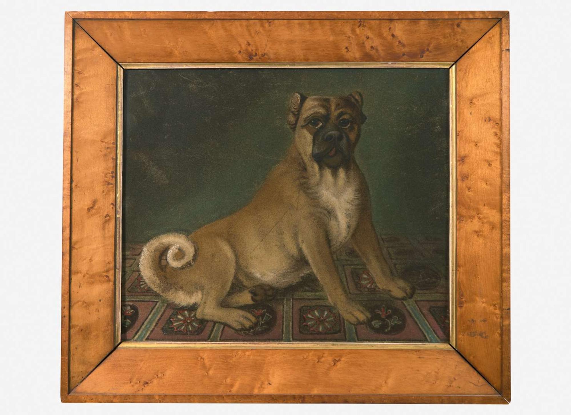 British School (19th Century)- Dog in Green Interior