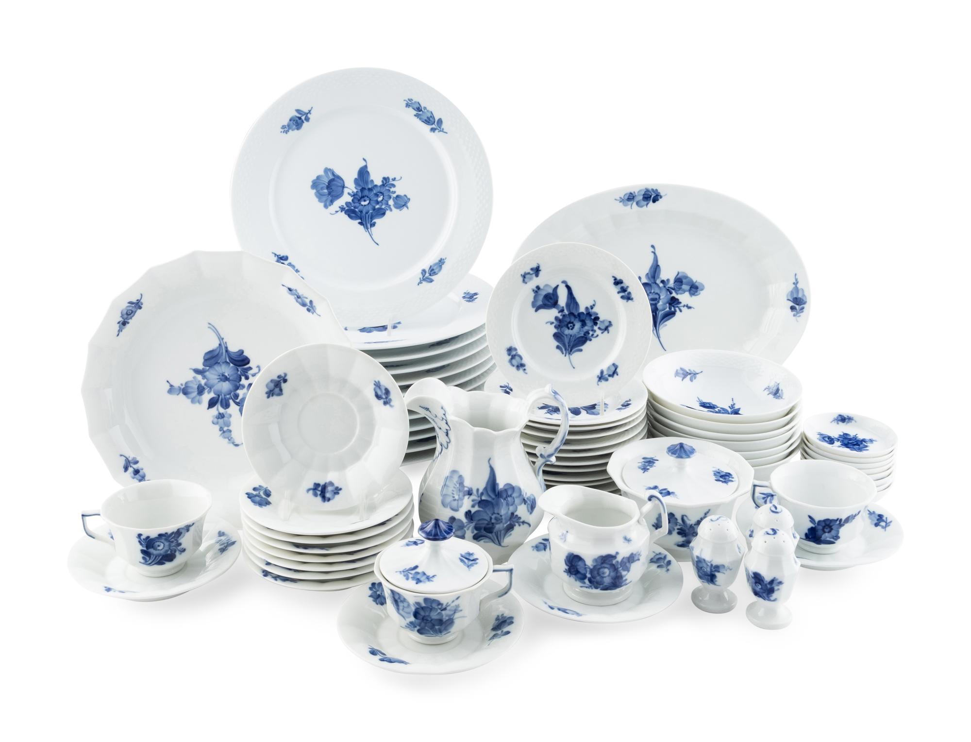 A Royal Copenhagen Blue Flowers Braided Porcelain Dinner Service