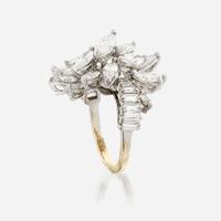 A diamond, platinum, and white metal ring
