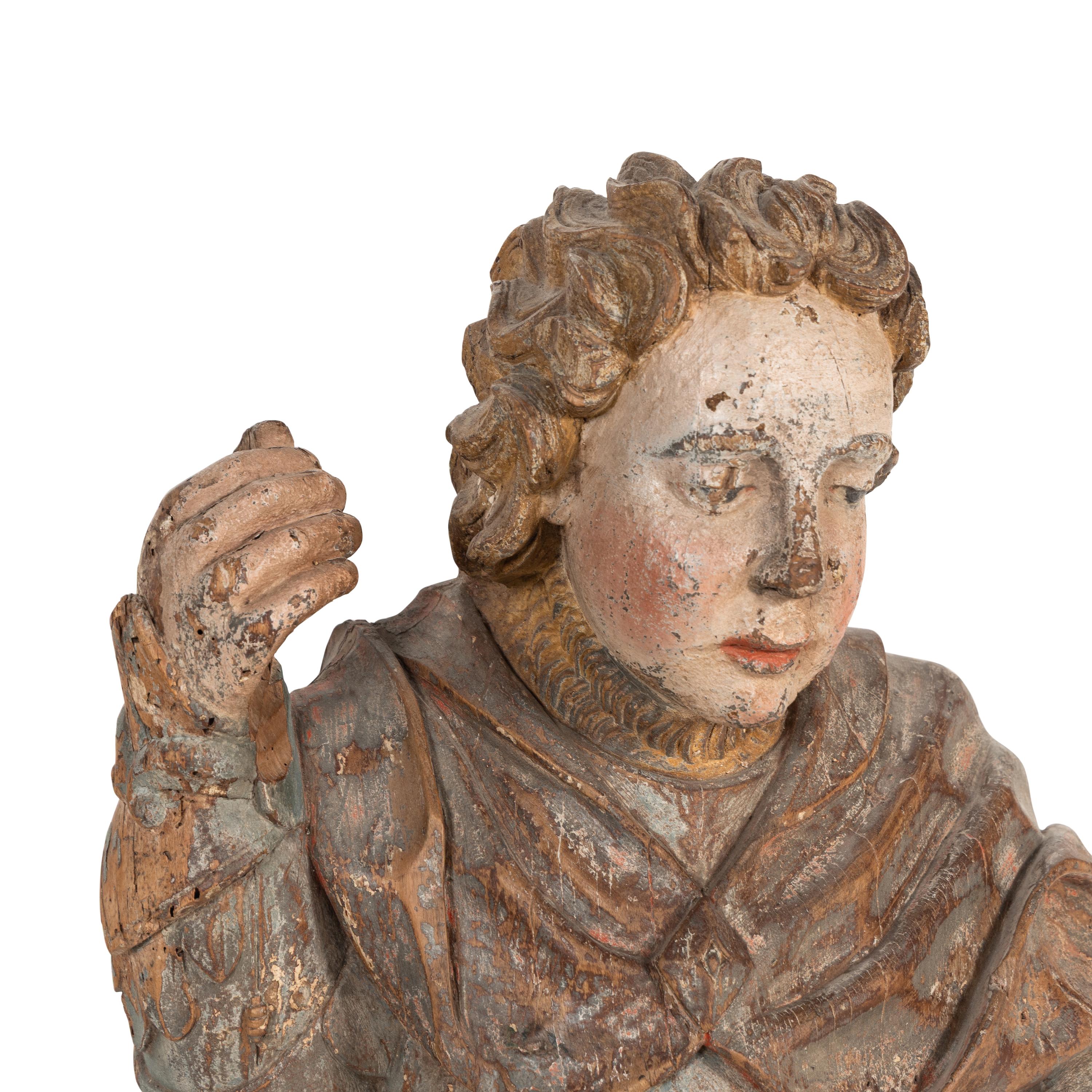 A Carved and Polychrome Decorated Figure of Saint George