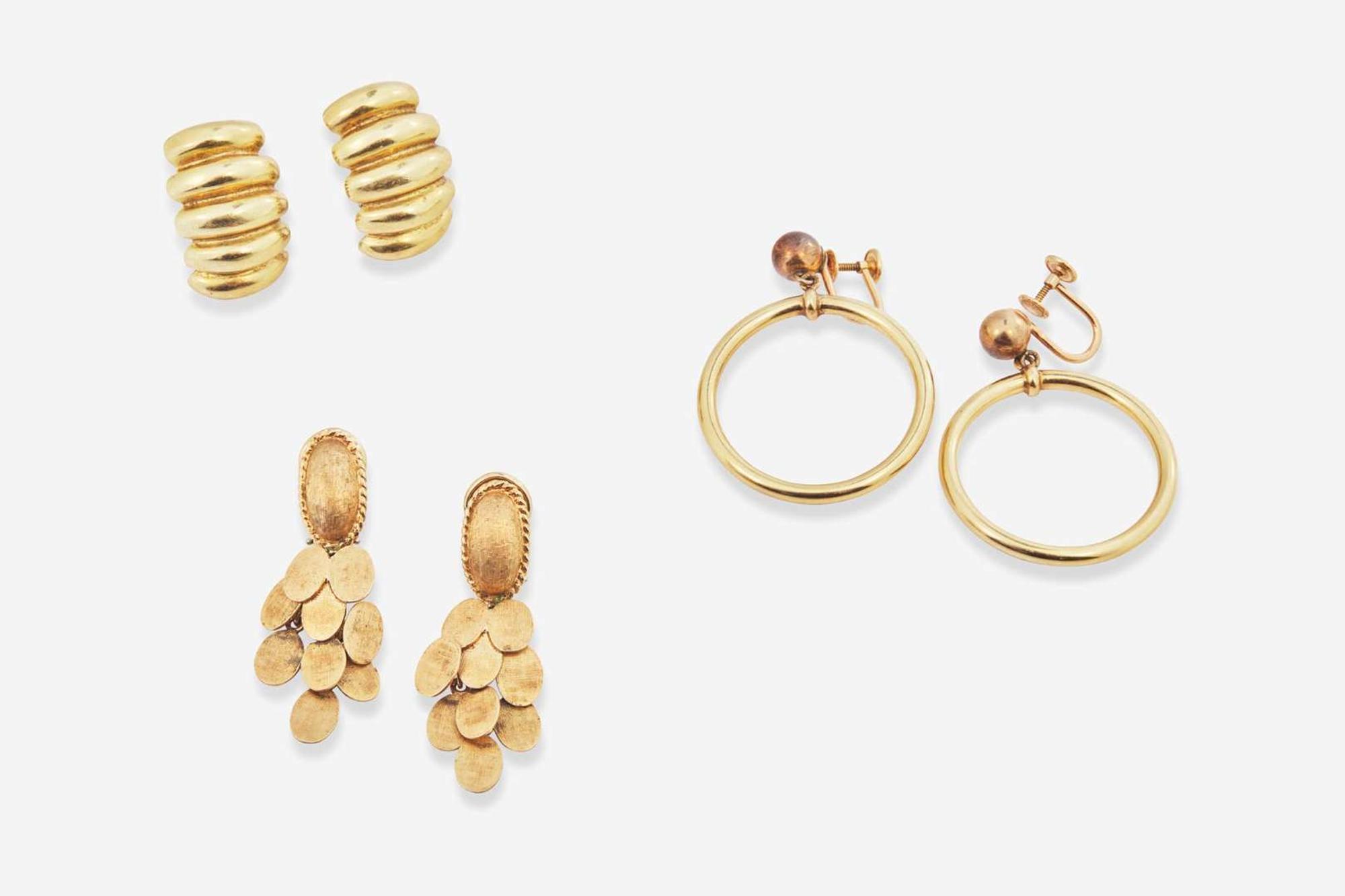Three Pairs of 14K Yellow Gold Ear Clips