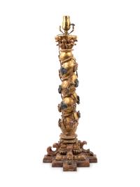 An Italian Carved and Gilt Decorated Diminutive Solomonic Column