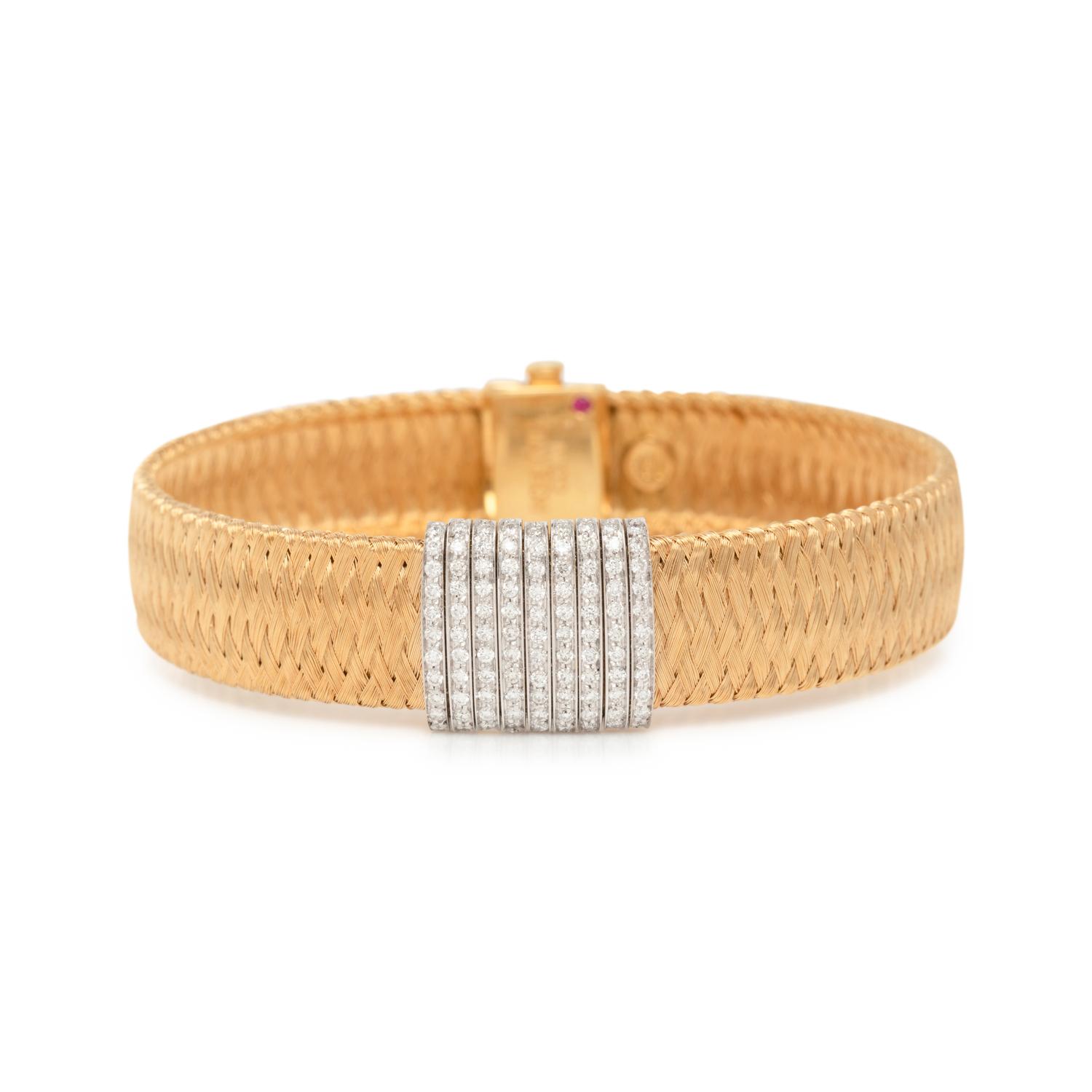 ROBERTO COIN, BICOLOR GOLD AND DIAMOND 'PRIMAVERA' BRACELET