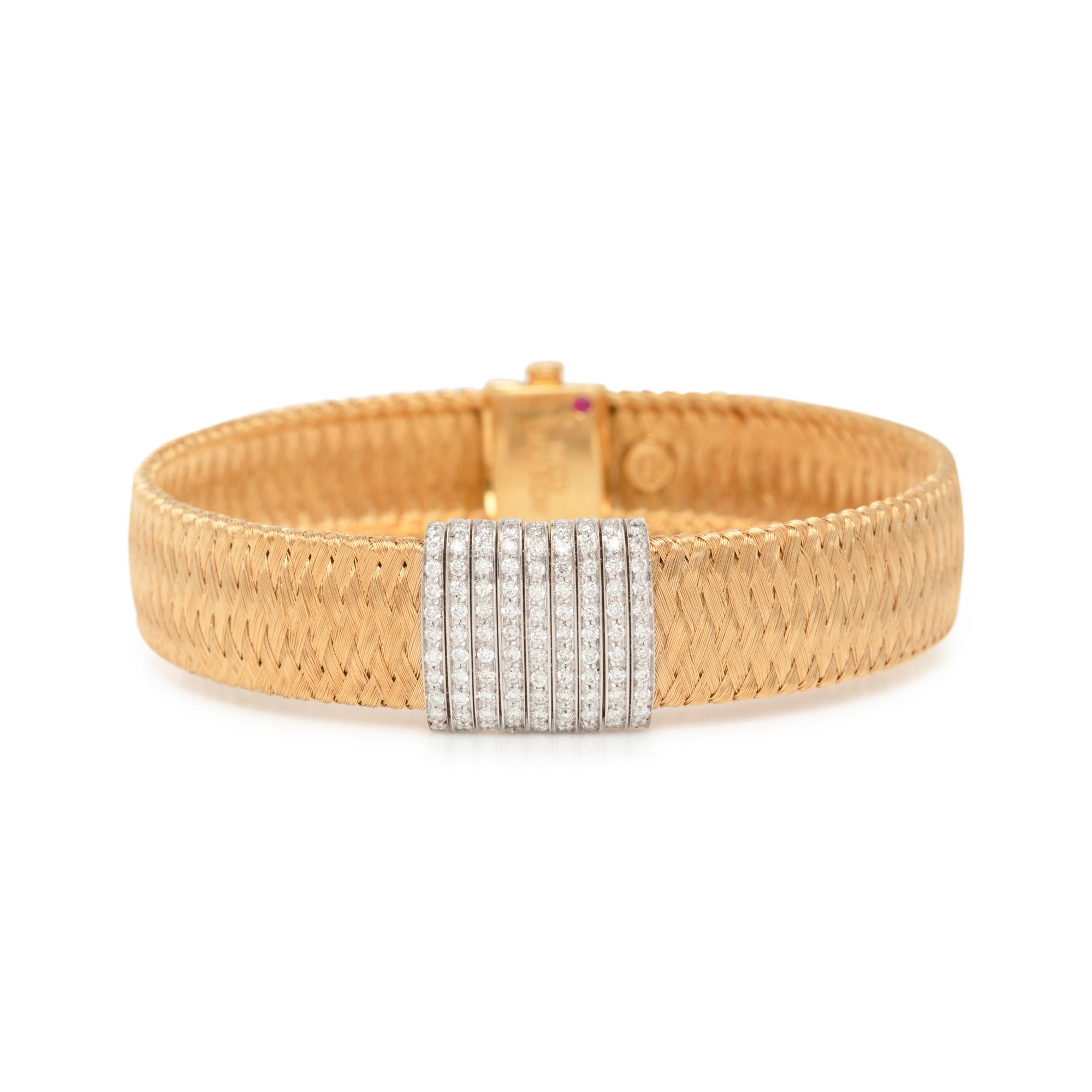 ROBERTO COIN, BICOLOR GOLD AND DIAMOND 'PRIMAVERA' BRACELET
