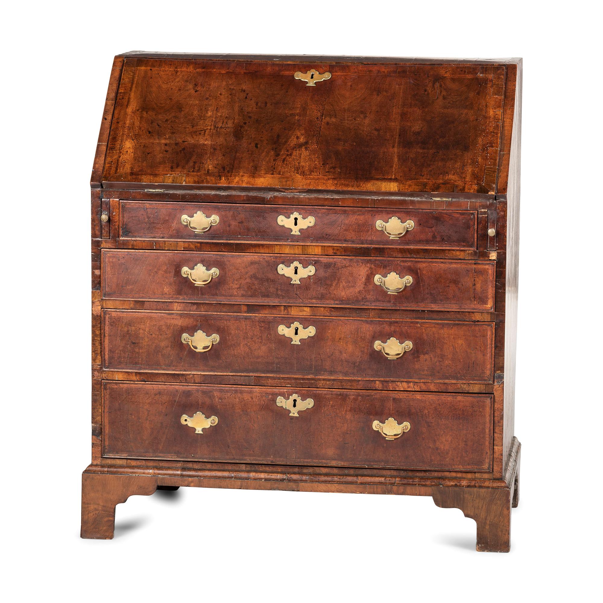 A George III Walnut Slant-Front Desk