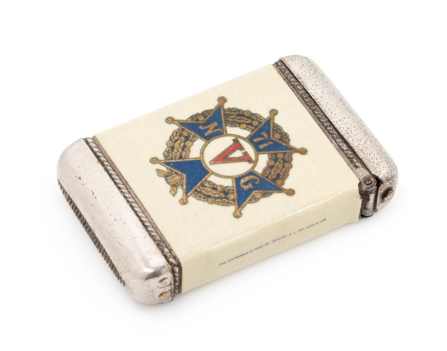 An American Celluloid and Mixed Metal Commemorative Match Safe Height 2 1/4 inches. — CIRCA 1906