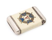An American Celluloid and Mixed Metal Commemorative Match Safe Height 2 1/4 inches. — CIRCA 1906