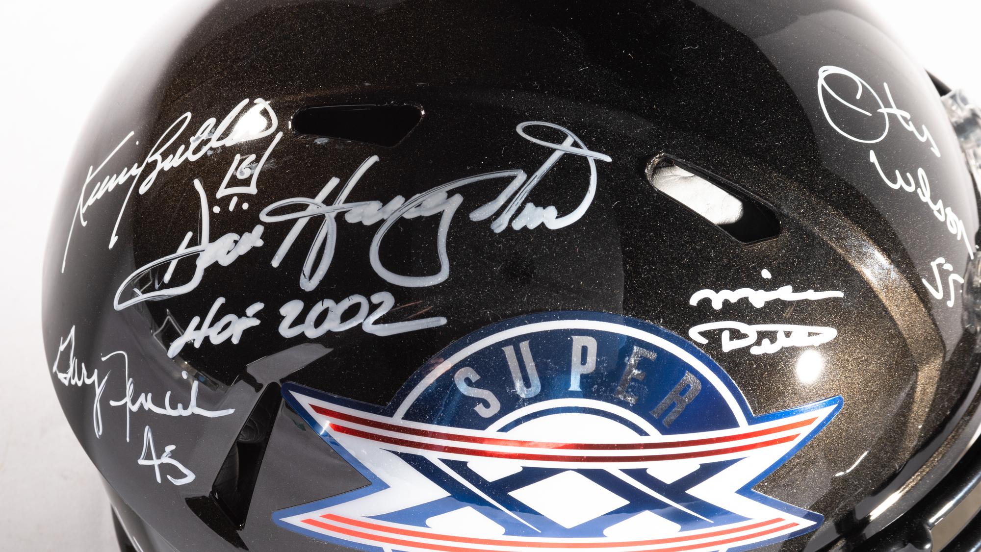 A Multi Signed Chicago Bears Black Chrome Super Bowl XX Full Size Helmet Including Mike Ditka, Mike Singeltary, Dan Hampton and More