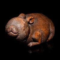 A Charming Chinese Bamboo Root Carving of a Rabbit, 19th Century 清晚期 竹根雕臥兔