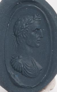 A Neoclassical Carnelian and Gold Finger Ring with a Portrait Bust of the Roman Emperor Augustus
