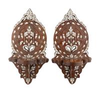 A Pair of Syrian Mother of Pearl Inlaid Lantern Shelves