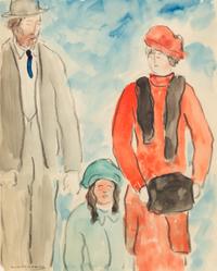 Abraham Walkowitz, (American, 1878 - 1965), People in the Street (a pair of works)