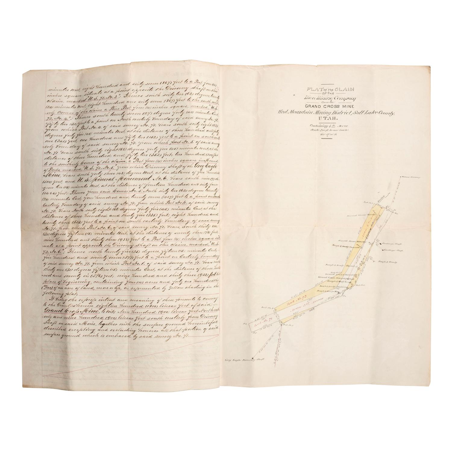 [MINING - UTAH]. A group of manuscripts and documents related to Utah mines, comprising: