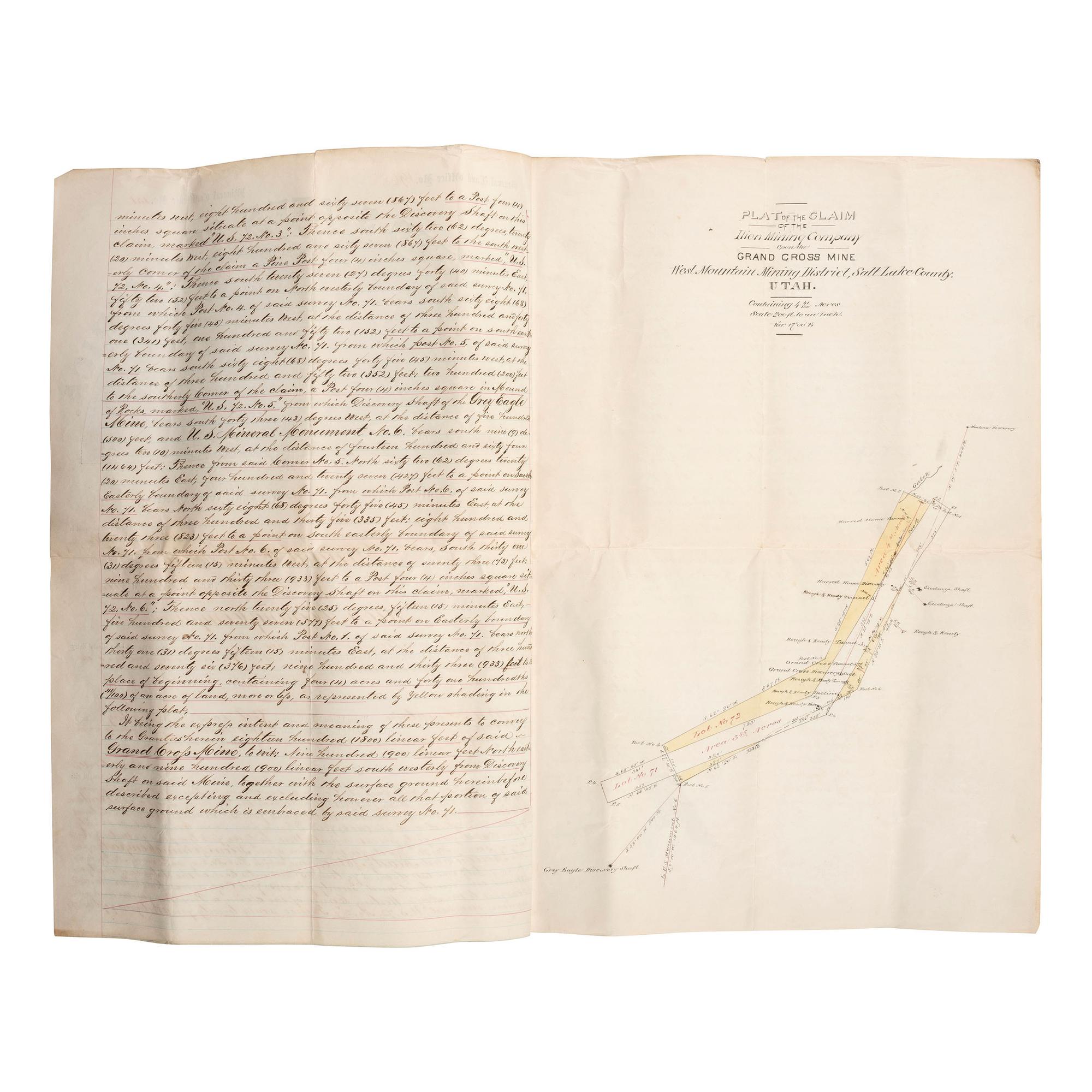 [MINING - UTAH]. A group of manuscripts and documents related to Utah mines, comprising: