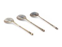 Three Russian Niello Silver Spoons