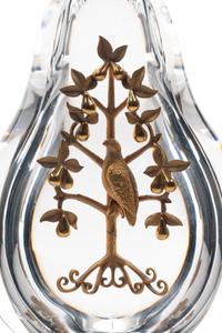 A Steuben Glass and 18 Karat Gold Partridge in a Pear Tree Sculpture