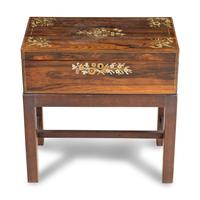 An English Brass-Inlaid Rosewood Writing Box