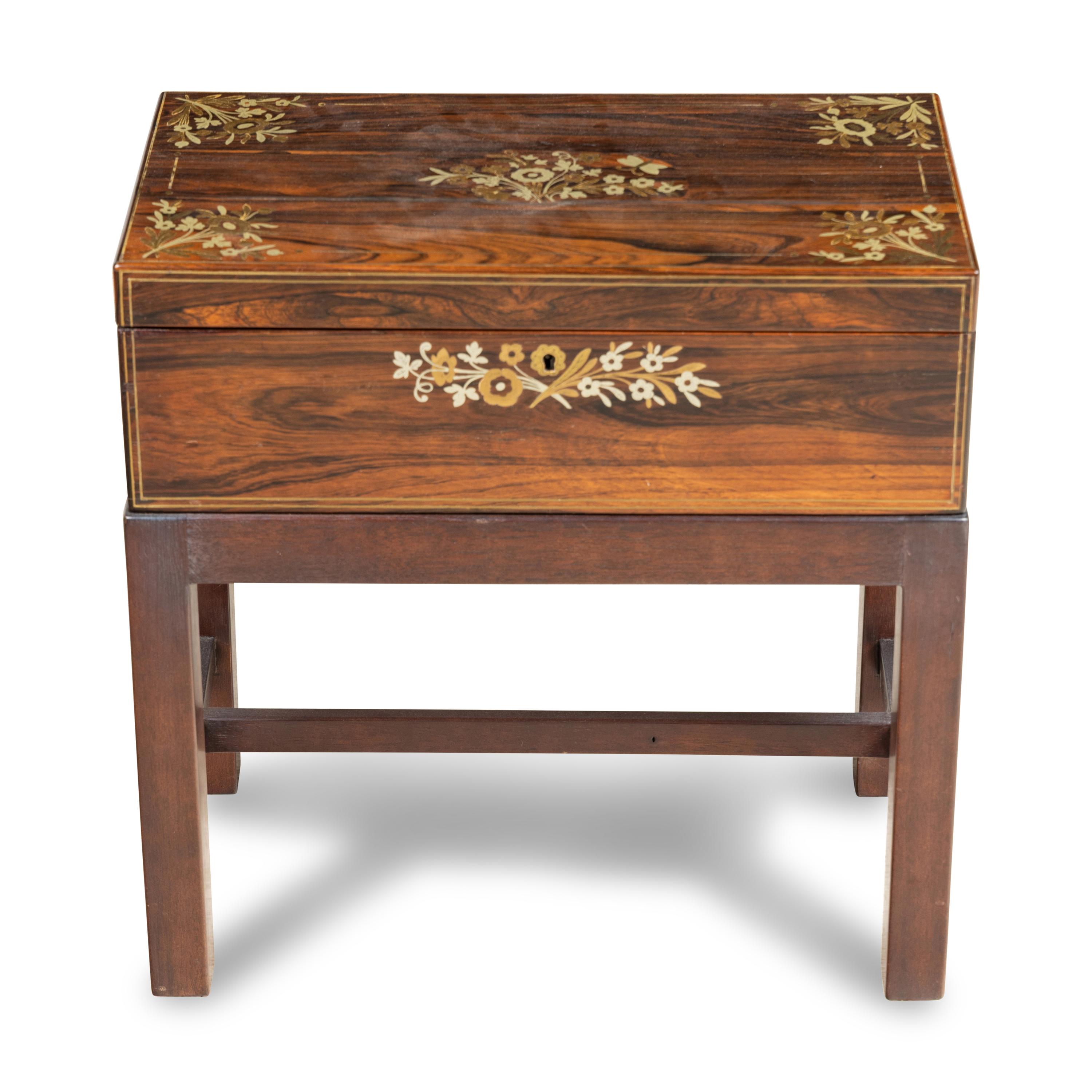 An English Brass-Inlaid Rosewood Writing Box