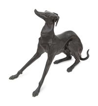 A Large Patinated Metal Sculpture of a Greyhound