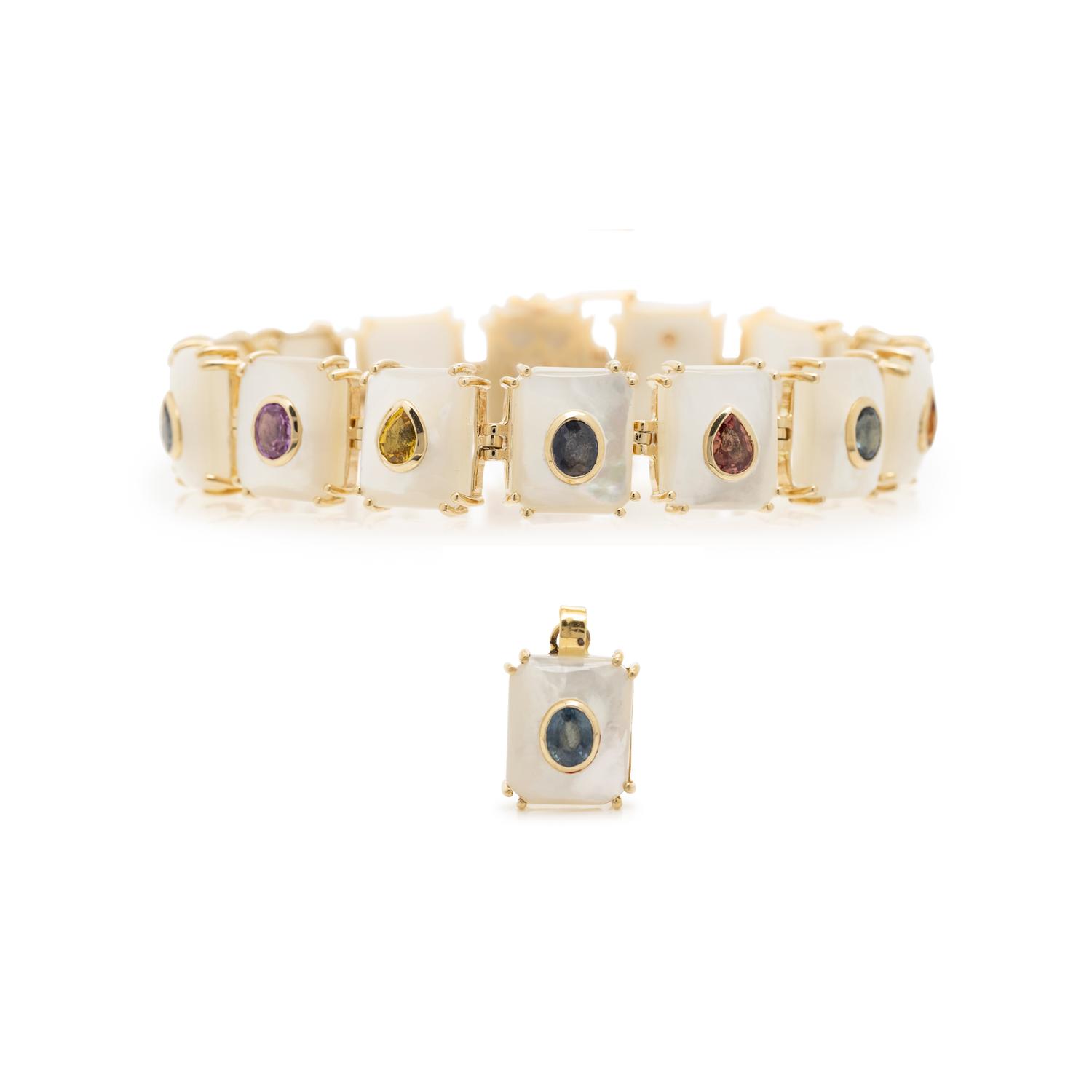 COLLECTION OF MOTHER-OF-PEARL AND GEMSTONE JEWELRY