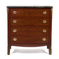 A Louis XVI Style Gilt Metal Mounted Marquetry Commode, Height 34 1/4 x width 32 1/4 x depth 16 1/2 inches.