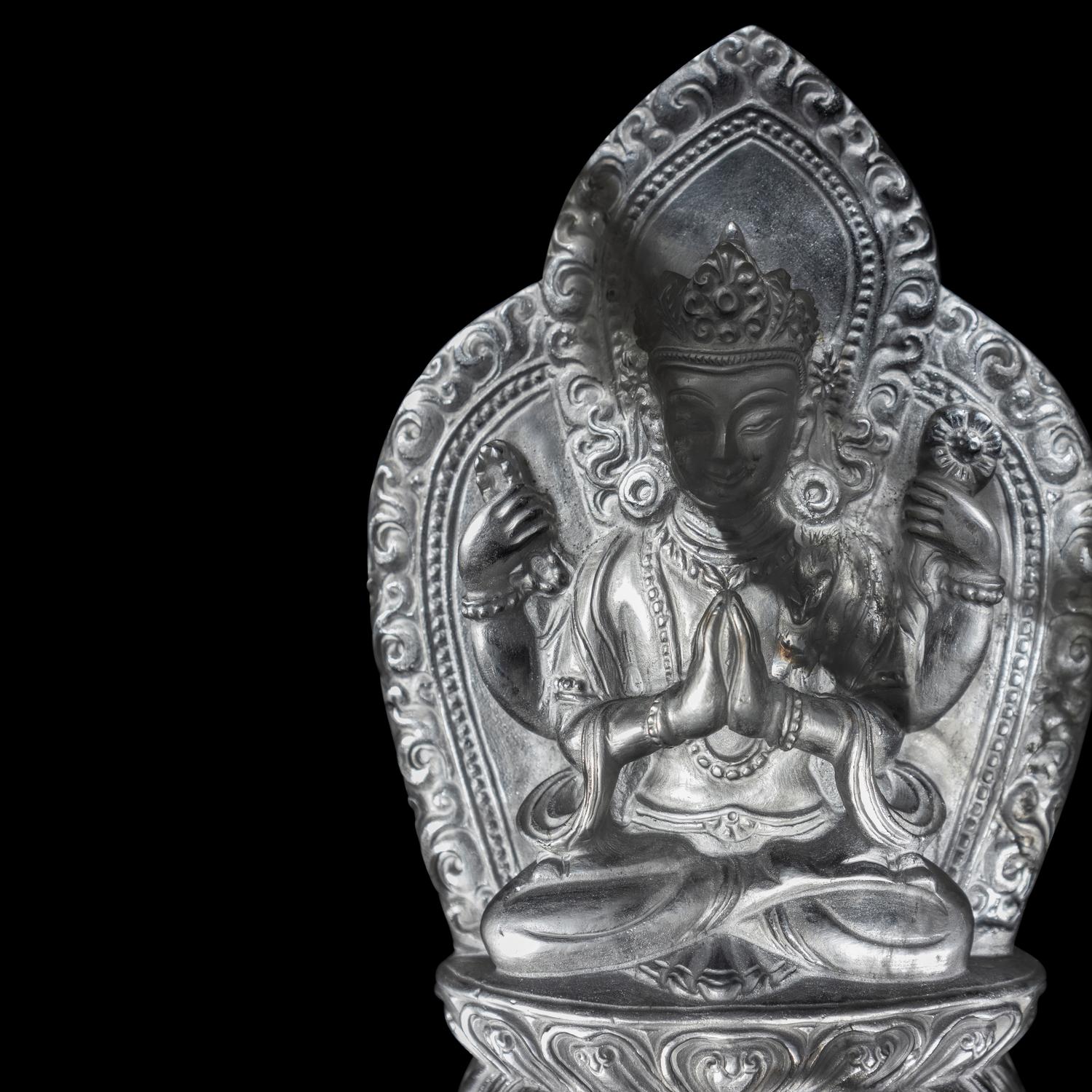 A Nepalese Rock Crystal Manjushri 尼泊爾水晶雕四臂文殊說法像