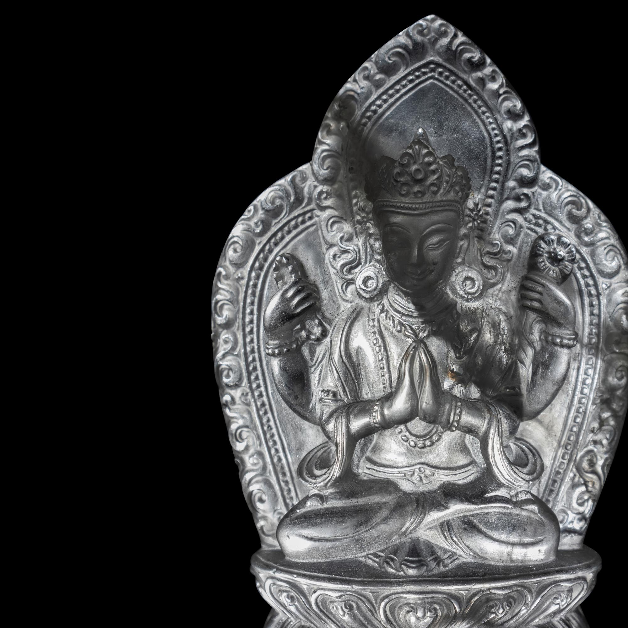 A Nepalese Rock Crystal Manjushri 尼泊爾水晶雕四臂文殊說法像