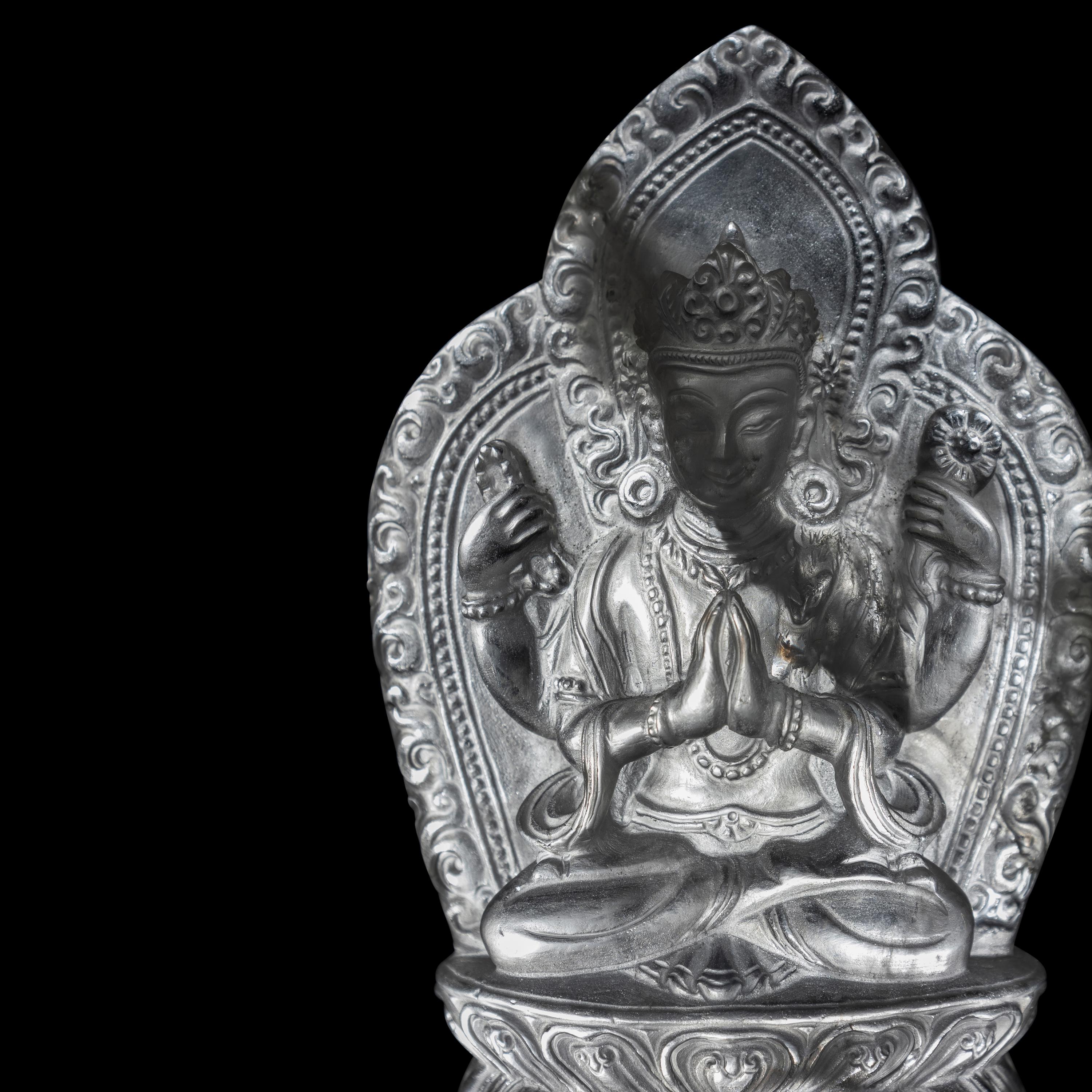 A Nepalese Rock Crystal Manjushri 尼泊爾水晶雕四臂文殊說法像