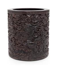 A Carved Chinese Rosewood Brushpot