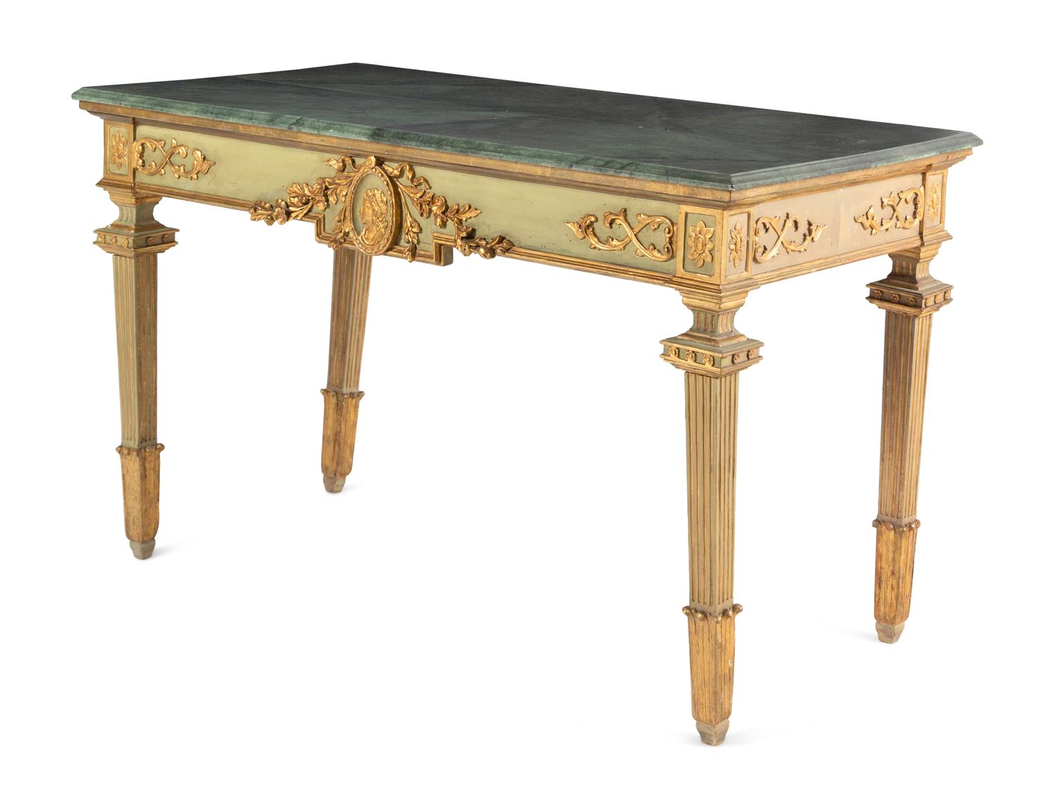 A North Italian Neoclassical Painted and Parcel-Gilt Console Table