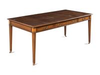 A Kittinger George III Style Satinwood Inlaid Mahogany Desk