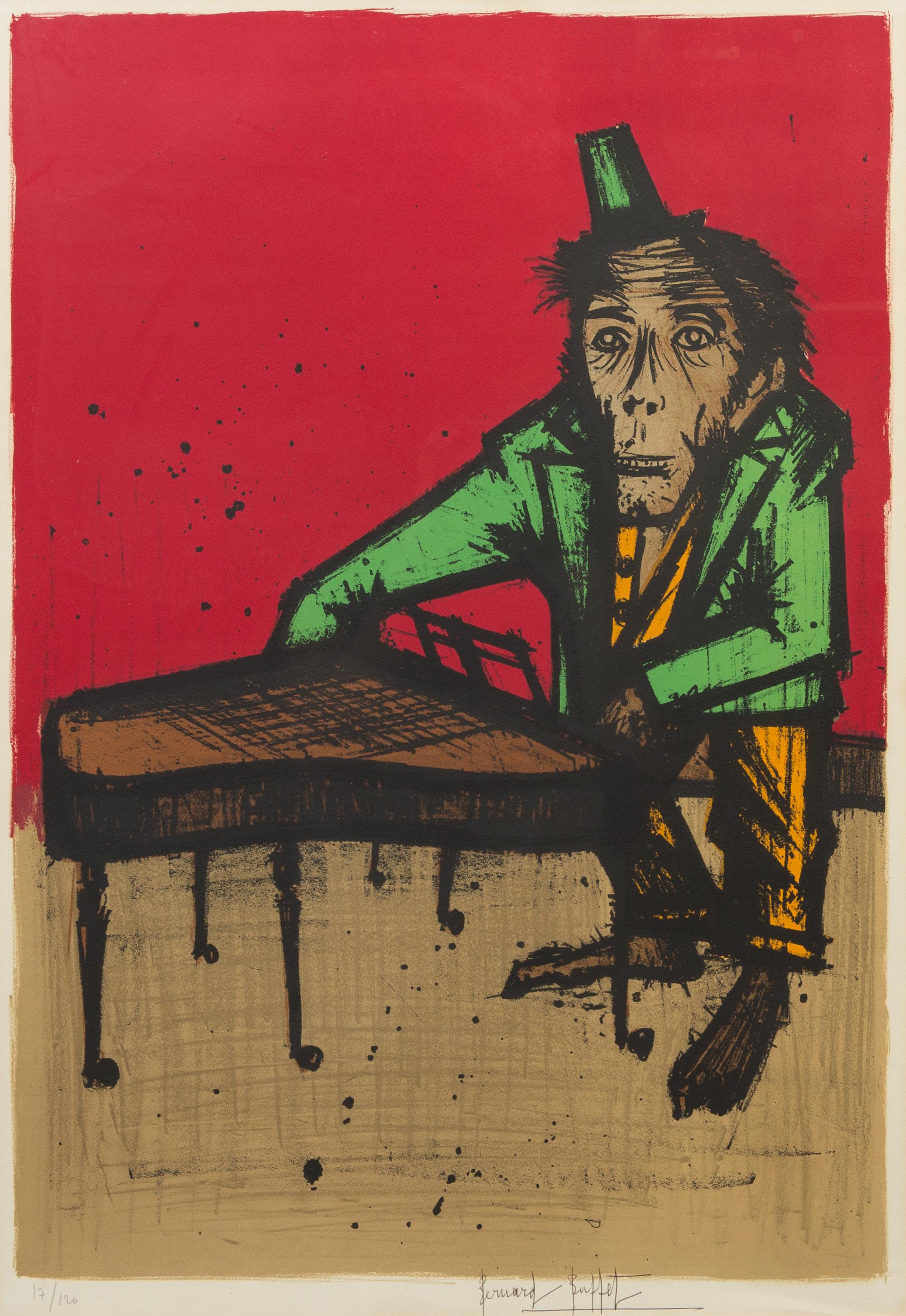 Bernard Buffet, (French, 1928-1999), Monkey Pianist