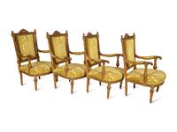A Set of Four Louis XVI Style Giltwood Fauteuils