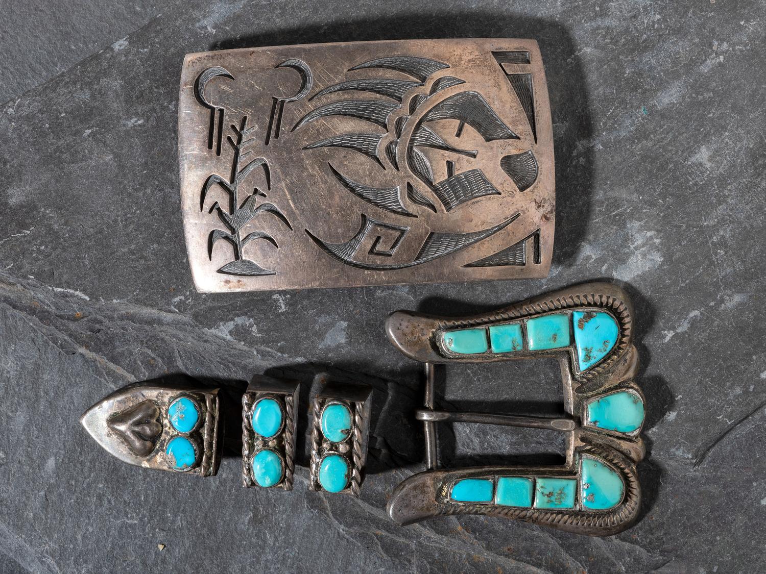 Navajo and Hopi Silver Belt Buckles