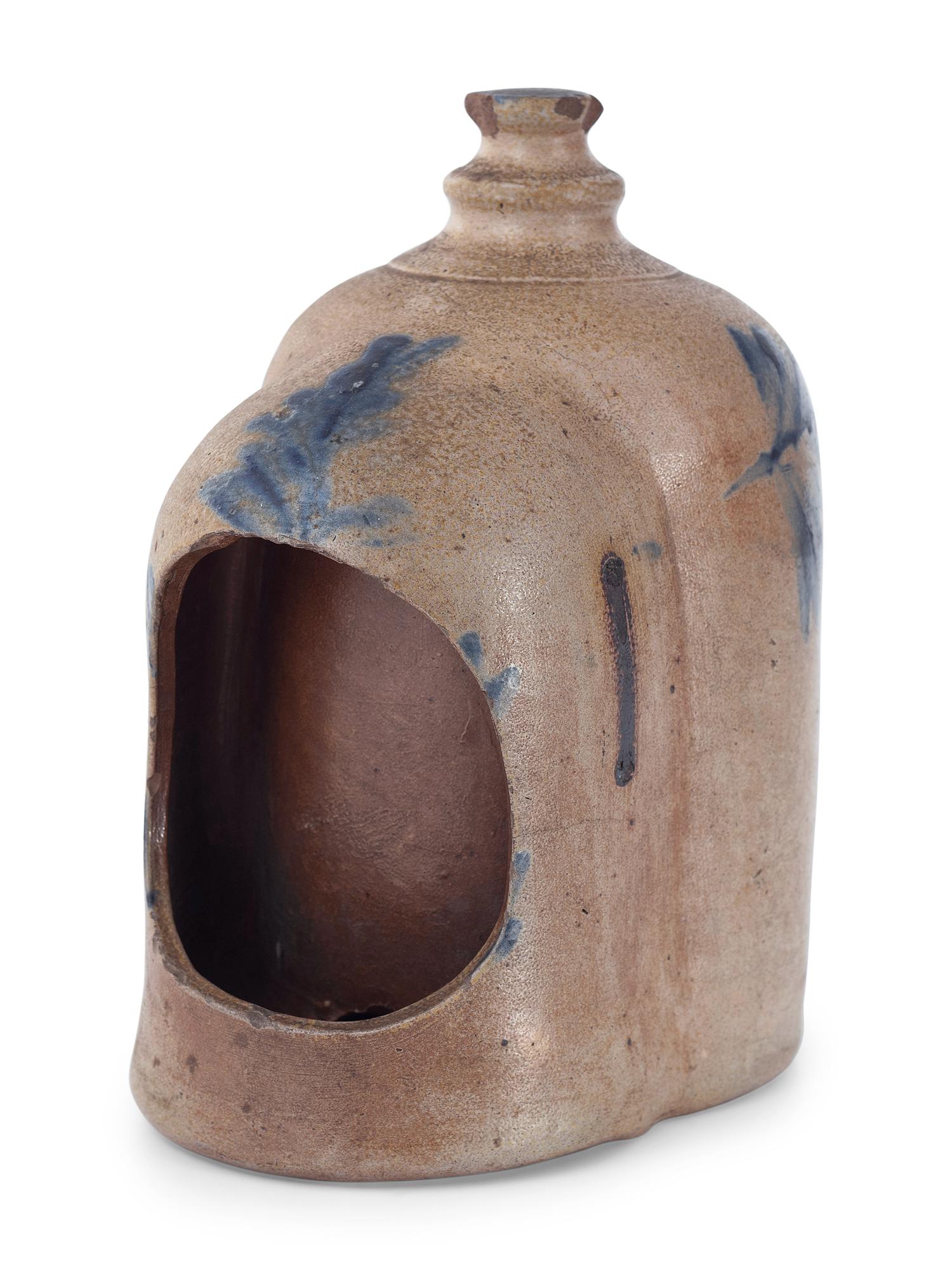 Two Cobalt Decorated Chicken Waterers
