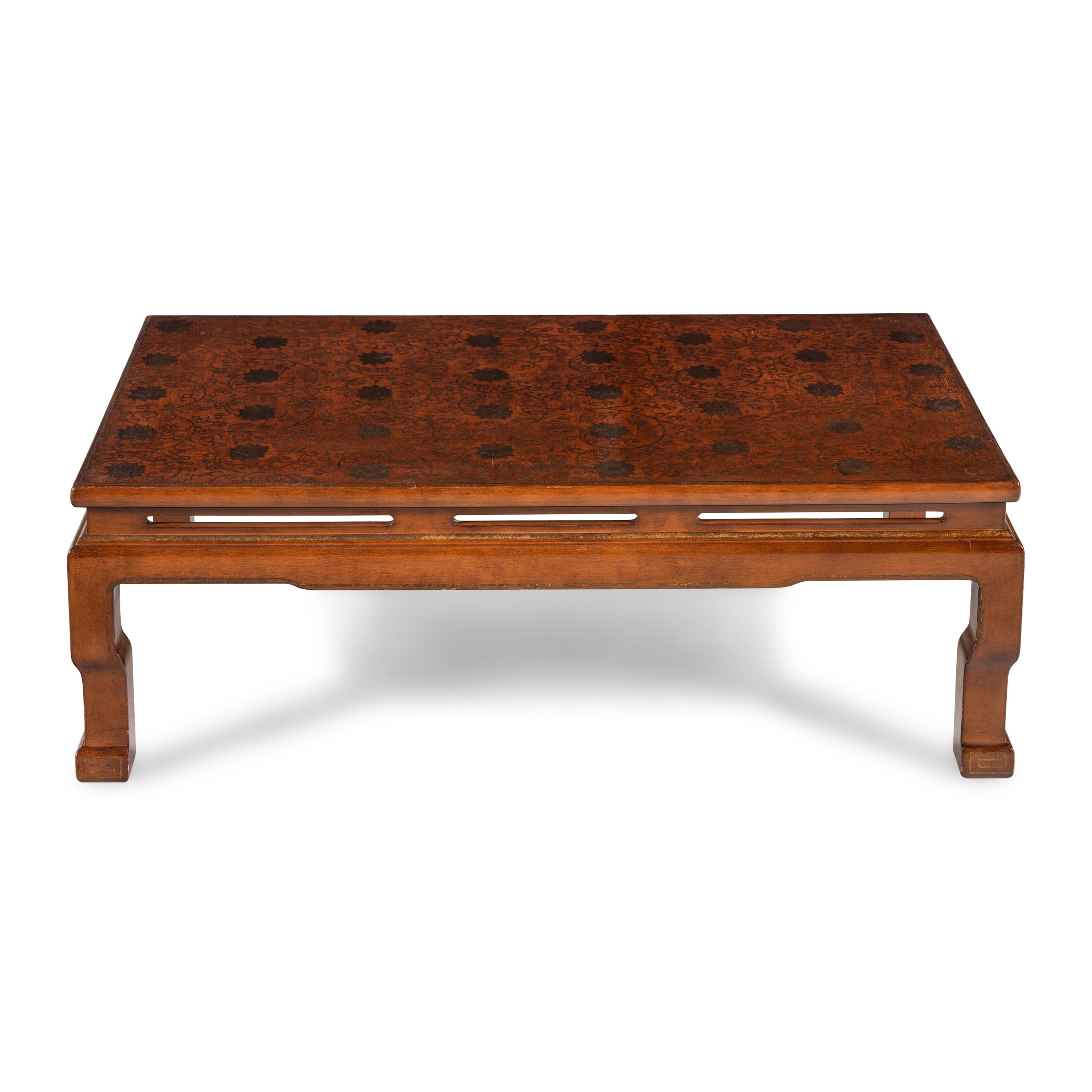 A Chinese Style Chrysanthemum-Decorated Low Table