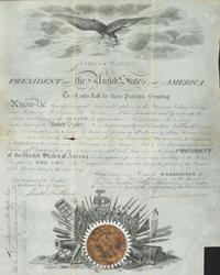 MONROE, James (1758-1831). Document signed ("James Monroe"),as President of the United States. Washington, D.C., 13 January 1825.