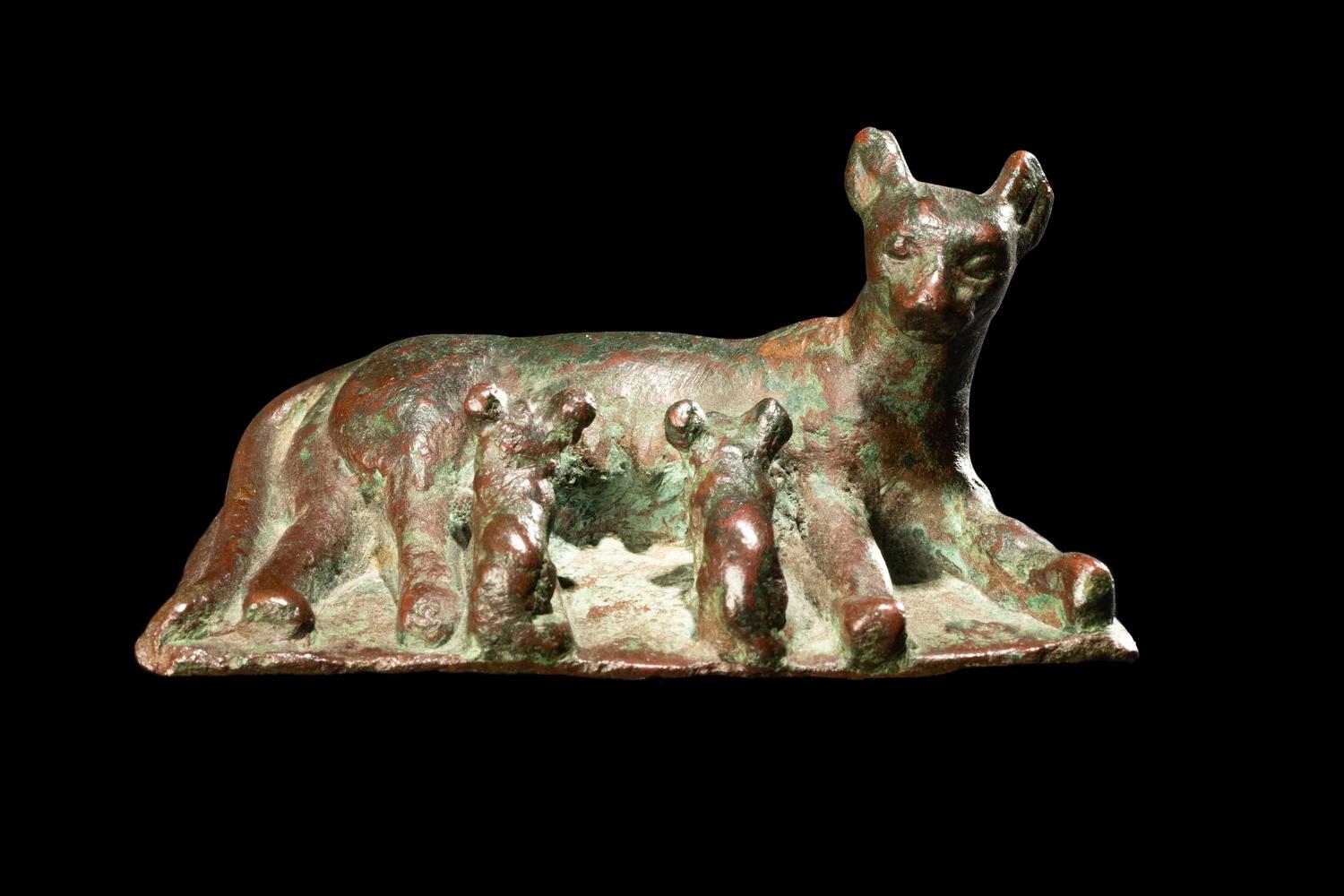 An Egyptian Bronze Cat with Kittens