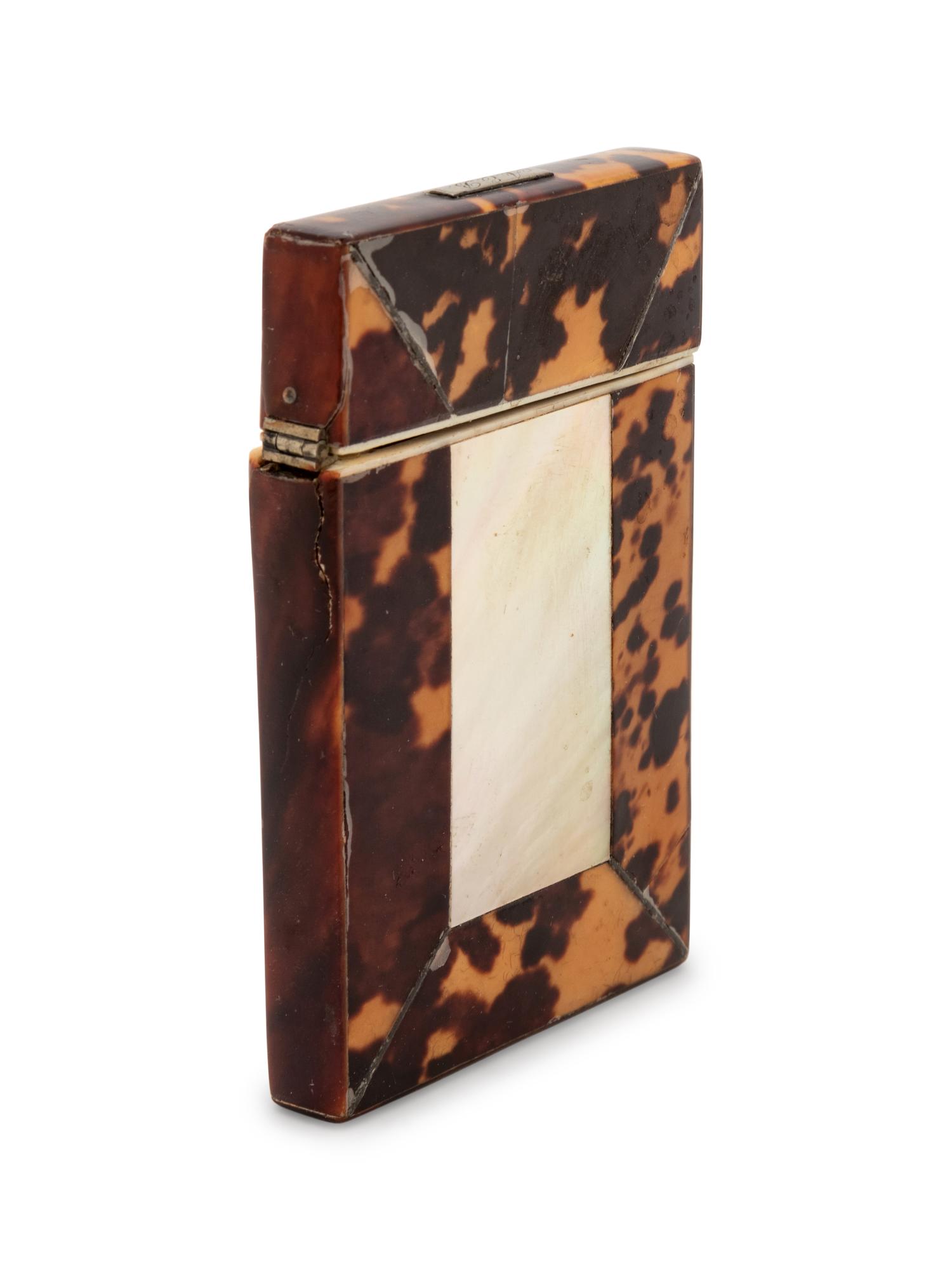 An English Tortoise Shell and Mother-of-Pearl Mounted Card Case