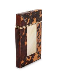An English Tortoise Shell and Mother-of-Pearl Mounted Card Case