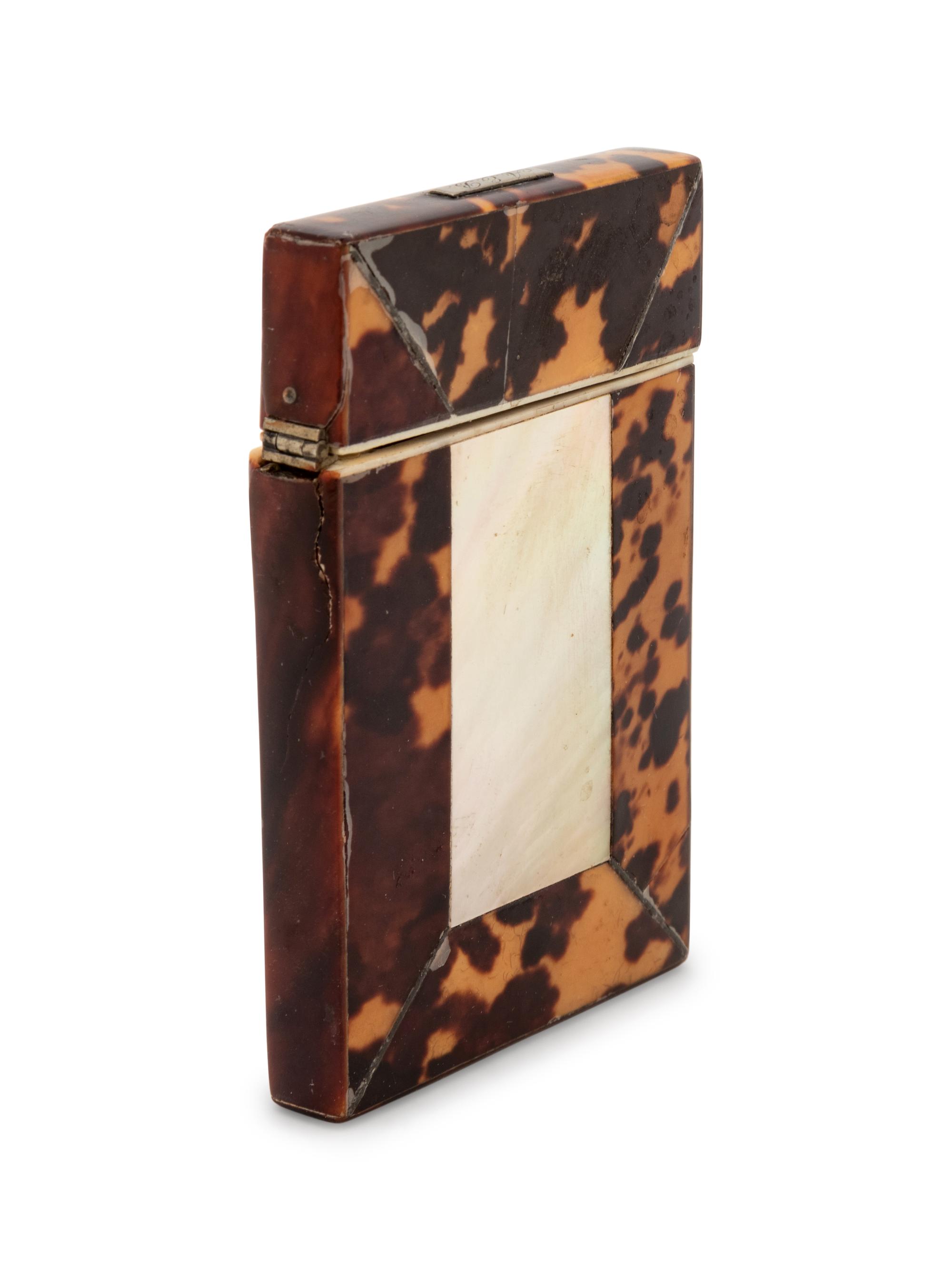 An English Tortoise Shell and Mother-of-Pearl Mounted Card Case