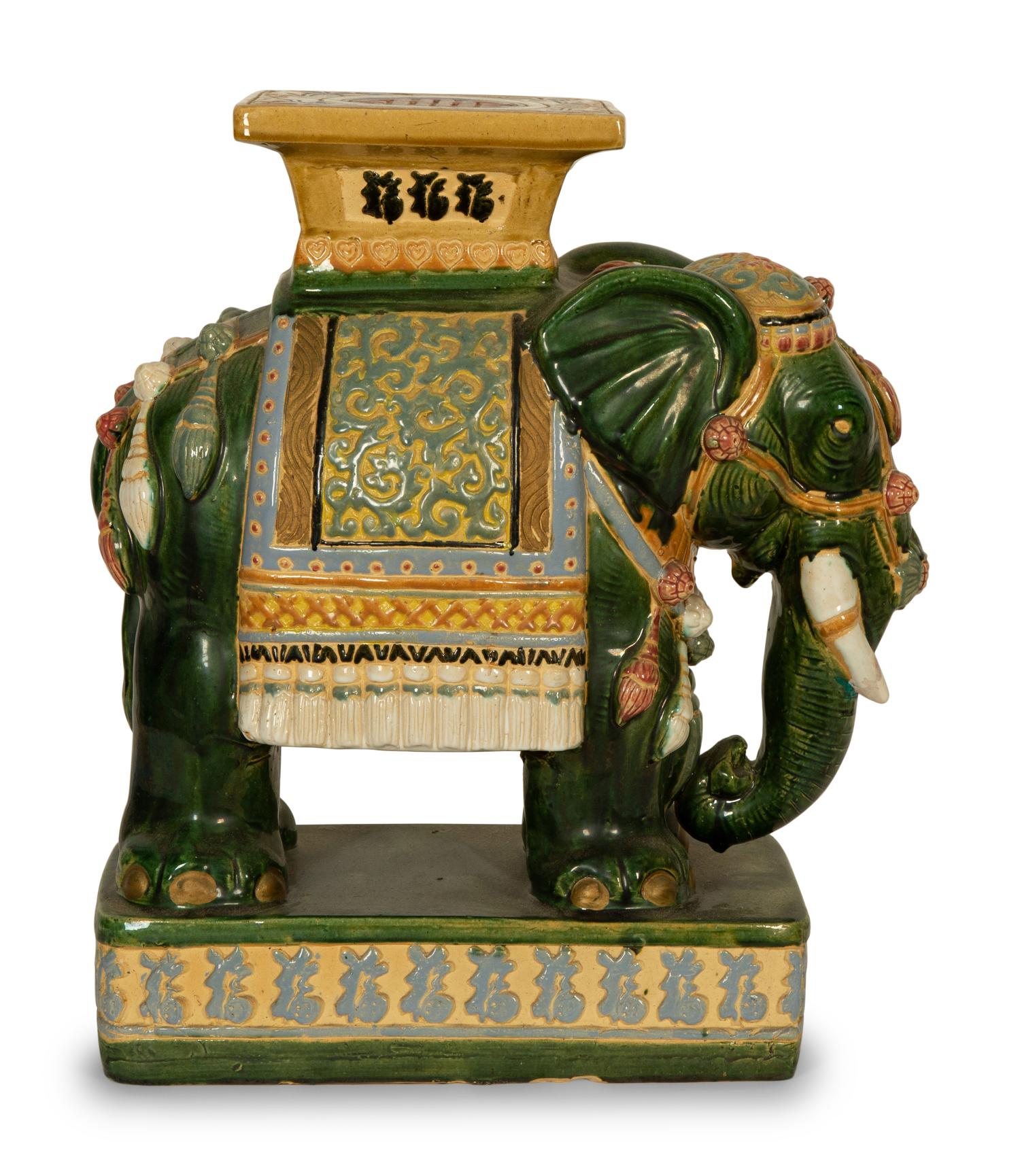 A Chinese Elephant-Form Ceramic Garden Seat