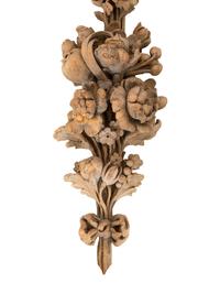 A Pair of Continental Carved Limed Oak Boiserie Swag Wall Appliques