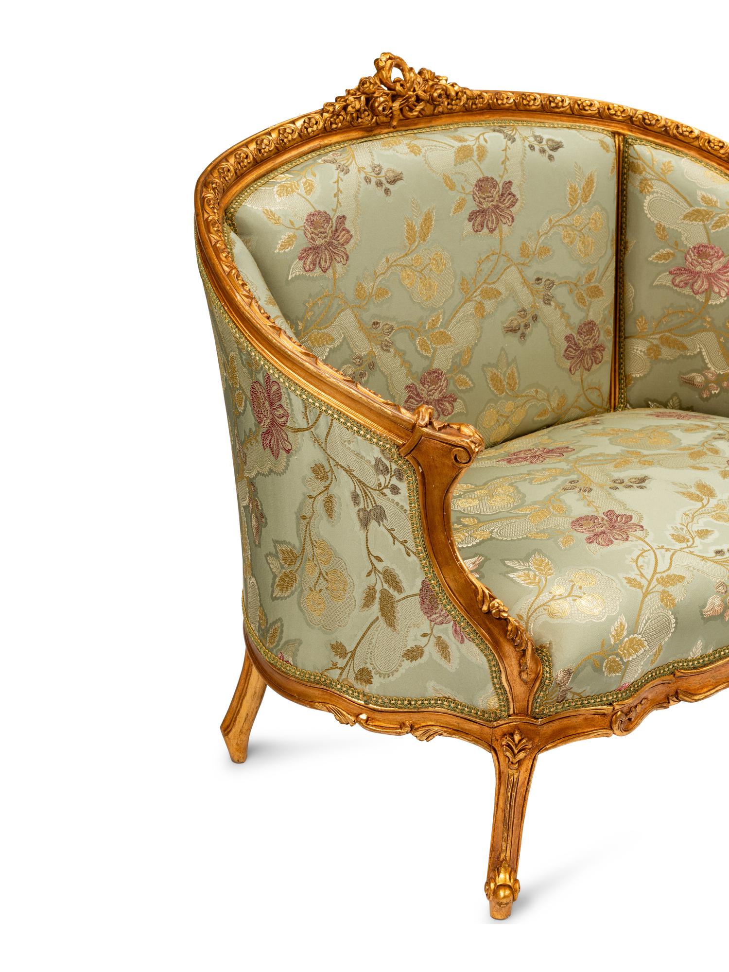 A Pair of Louis XV Style Giltwood Sofas