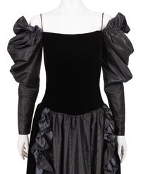 Givenchy Haute Couture Velvet and Moiré Dress, 1970-80s