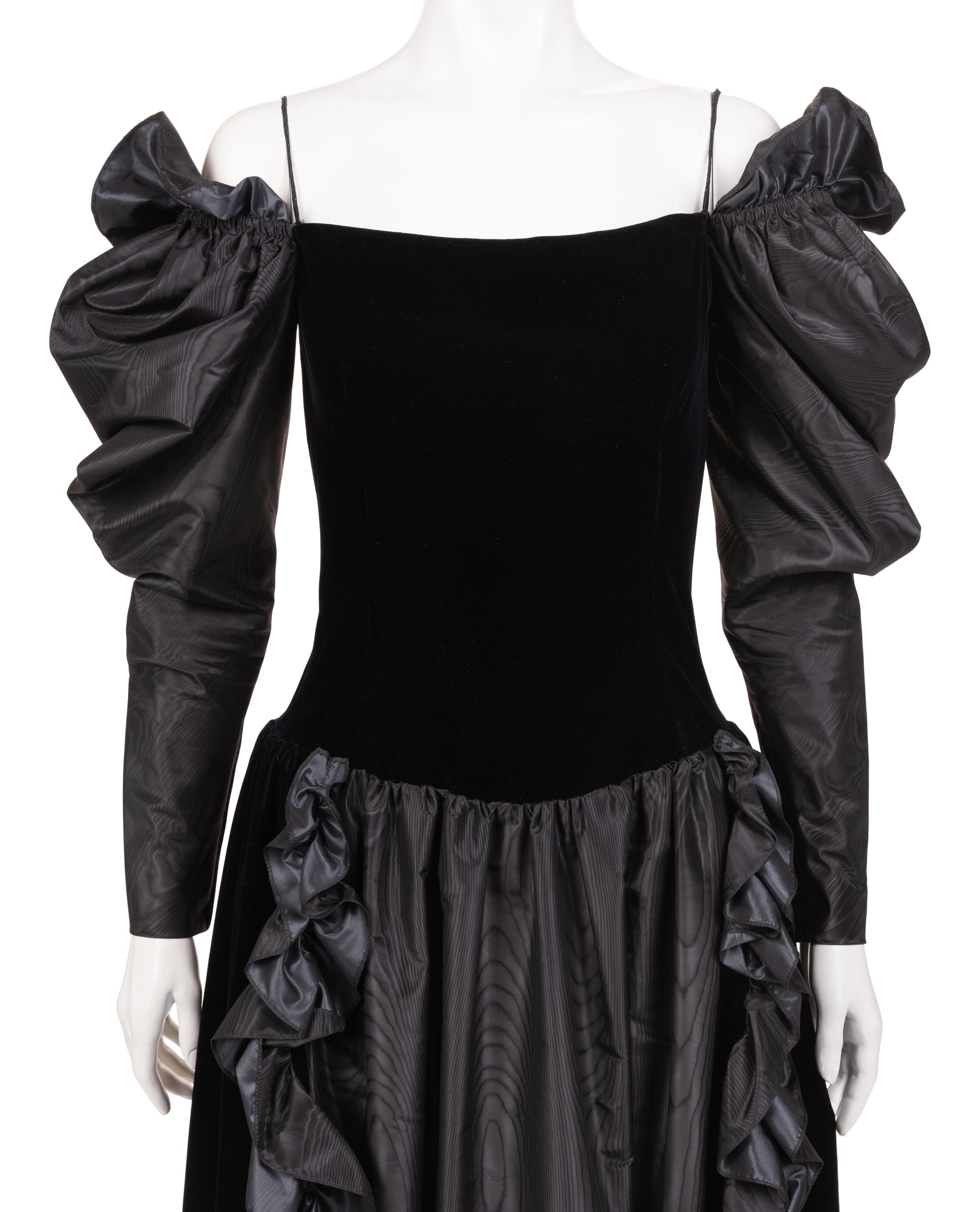 Givenchy Haute Couture Velvet and Moiré Dress, 1970-80s